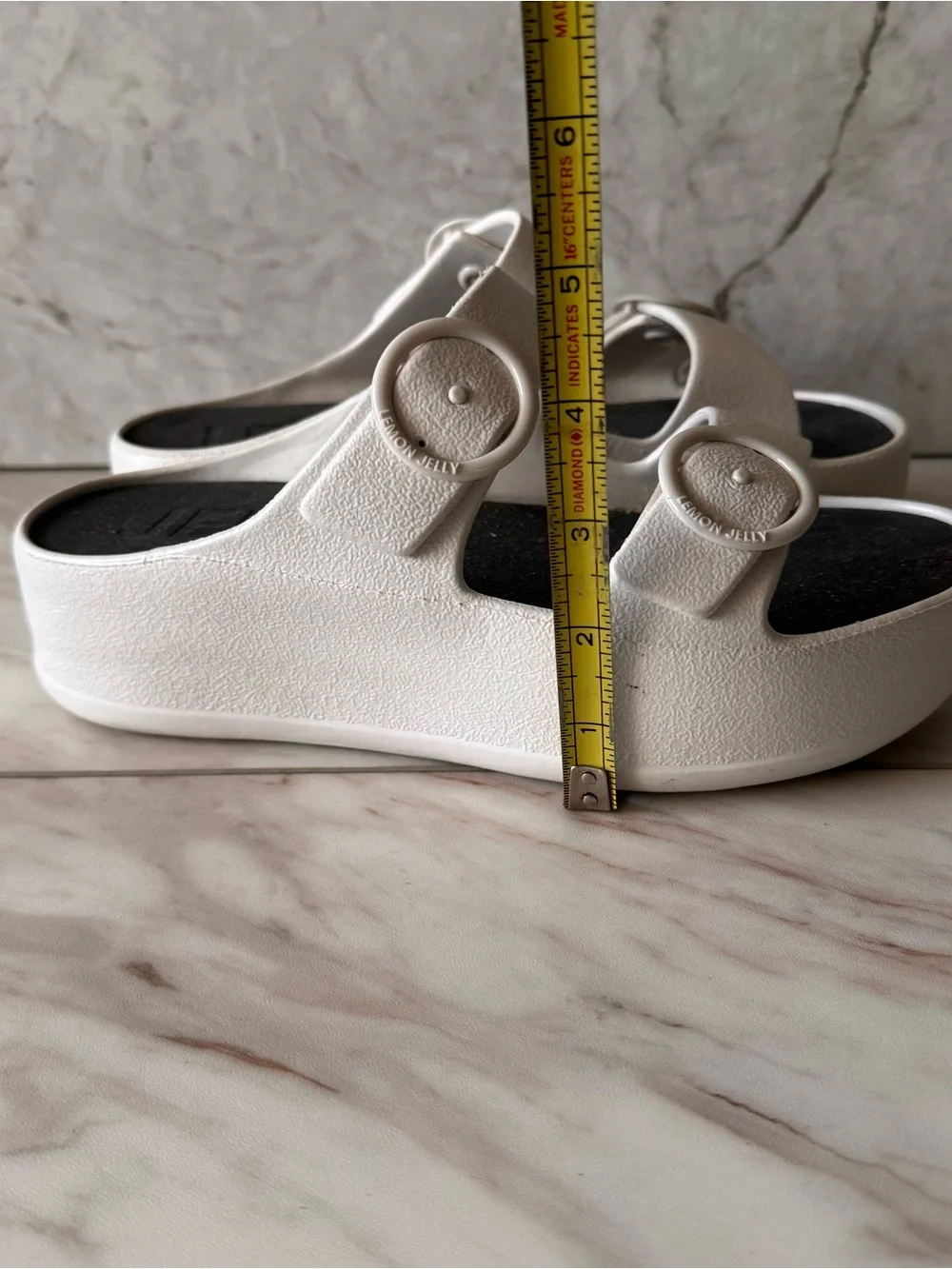 Lemon Jelly White Platform Double Buckle Sandals Women’s EU 38